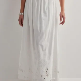 Selected Femme - Hvid - Slfdahlia Hw Ankle Broderi Skirt B