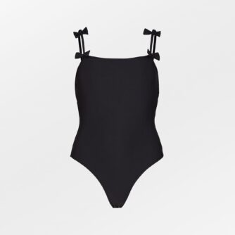 Solid Bow Euna Swimsuit - Black