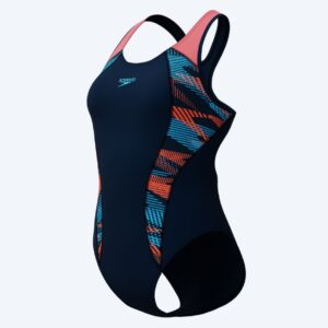 Speedo badedragt til damer - Placement Laneback - Mørkeblå/lyserød