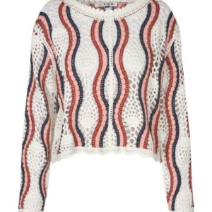 A-View - Bluse - California Crochet Blouse - White/peach/navy