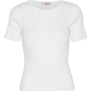 A-View - T-shirt - Rib Knit Short Sleeve Top - White
