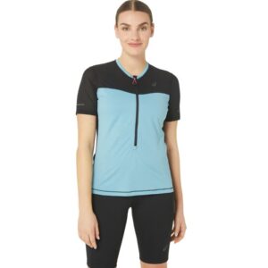 Asics Fujitrail SS Top Str. L - Blå Dame Løbetrøje med Reflekser & Actibreeze™