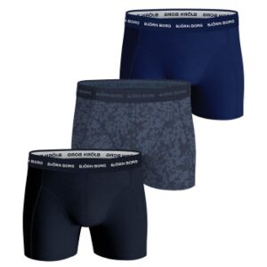 Björn Borg 3P Essential Shorts Blå Mønster bomuld Small Herre