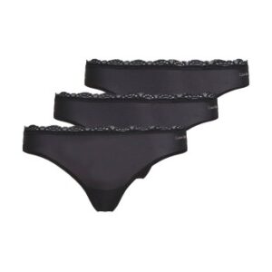 Calvin Klein Trusser 3P Lace Thongs Sort polyamid Small Dame