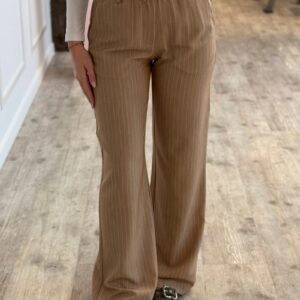 Continue - Bukser - Roberta Sand Stripe - Sand/white stripe