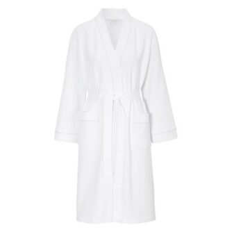 Damella Waffle Knit Robe Hvid bomuld Small Dame