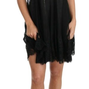 Dolce & Gabbana Elegant Black Silk Floral Lace Chemise Dress
