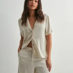 Only - Beige - Onlsiesta Mw Pull-Up Lin Bl Shorts