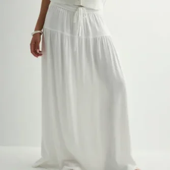 Only - Hvid - Onlsiesta Mw Linen Bl Long Skirt Pn