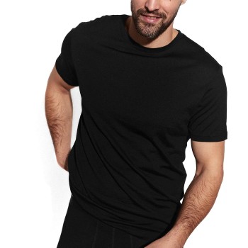 Panos Emporio Wool Tencel Short Sleeve Top Sort Small Herre Panos Emporio Wool Tencel Short Sleeve Top Sort Small Herre