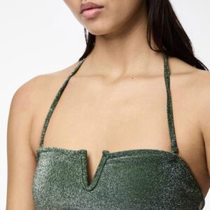 Pieces - Badetøj - PC Bling Bikini Bandeau Top Lurex Sww - Dark Green/Silver lur