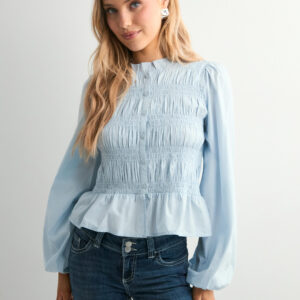 Nelly - Blå - Flirty Smock Blouse