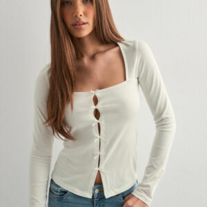 Nelly - Hvid - Square Bow LS Top