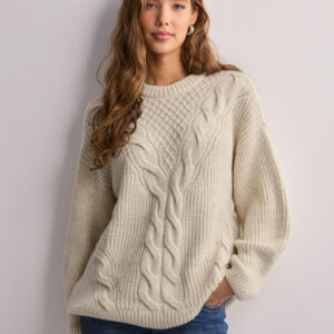 Only - Beige - Onlholly Ls Cable O-Neck Knt