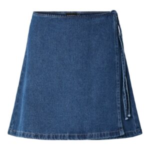 Pieces - Nederdel - Fibbo Hw Wrap Denim Skirt - Medium Blue Denim