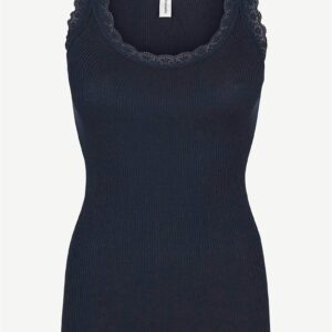 Ribbet singlet i silkemix