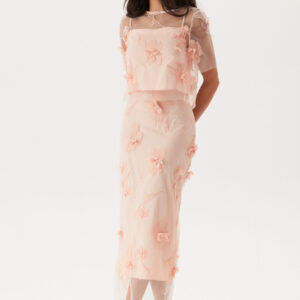 3D Floral Straight Ankle Skirt