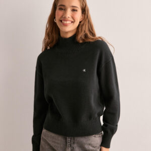 Calvin Klein Jeans - Sort - Monogram Embro High Neck Sweater