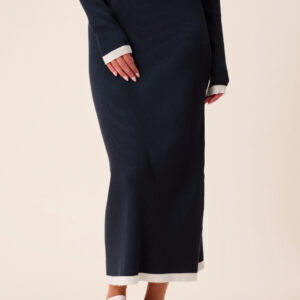 Contrast Knitted Midi Skirt