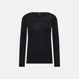 Langærmet t-shirt | 100% uld | Sort