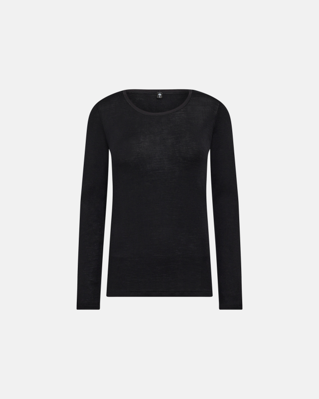 Langærmet t-shirt | 100% uld | Sort Langærmet t-shirt | 100% uld | Sort