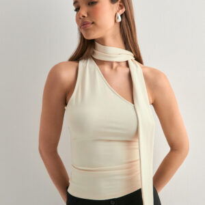 Nelly - Beige - One Shoulder Scarf Top
