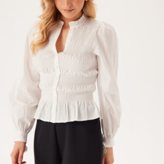 V-neck Cotton Smock Blouse