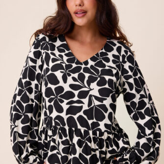 V-neck Peplum Viscose Blouse