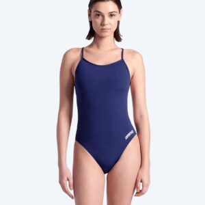 Arena badedragt til damer - Solid Lace Back - Mørkeblå