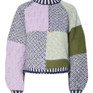 Pieces - Strik - Remix LS High Neck Knit - Birch (Levering start september)