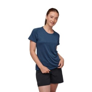 Black Diamond Lightwire SS Tech Tee XS Dame - Blå T-shirt til aktiv løb og træning