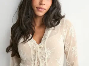 Nelly - Beige - Delicate Lace LS Top