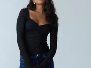 Nelly - Sort - Romantic Structure Sheer Top