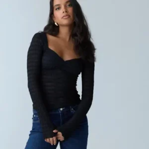 Nelly - Sort - Romantic Structure Sheer Top