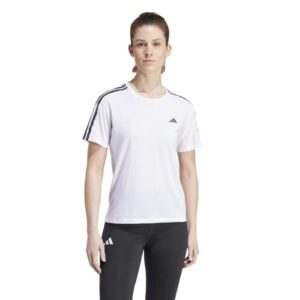 adidas Own The Run E 3-Stripes T-shirt XS Dame - Komfortabel hvid løbetrøje til træning