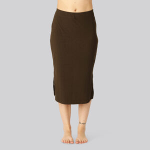 Bambus ribbet nederdel i brun til damer