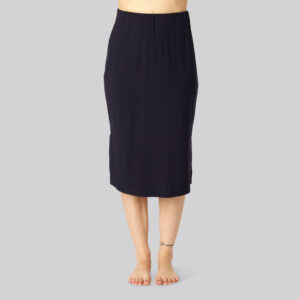 Bambus ribbet nederdel i navy til damer