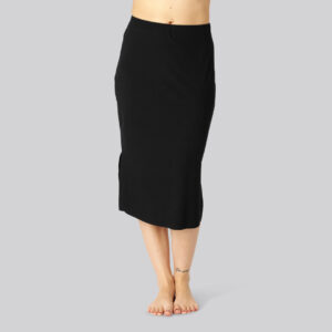 Bambus ribbet nederdel i sort til damer