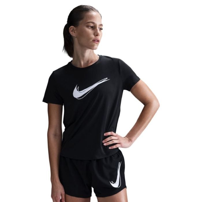 Nike Dri-Fit T-shirt til damer, sort, str. L - Ideel til løb og træning Nike Dri-Fit T-shirt til damer, sort, str. L - Ideel til løb og træning