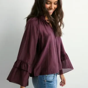 Vero Moda - Rød - Vmjenna 7/8 Frill Top Wvn Ga