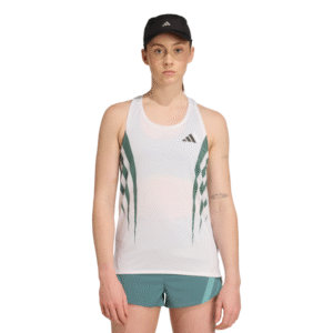 adidas Adizero Tank Str. XS Dame - Let og åndbar singlet til løb i hvid, perfekt til varme dage