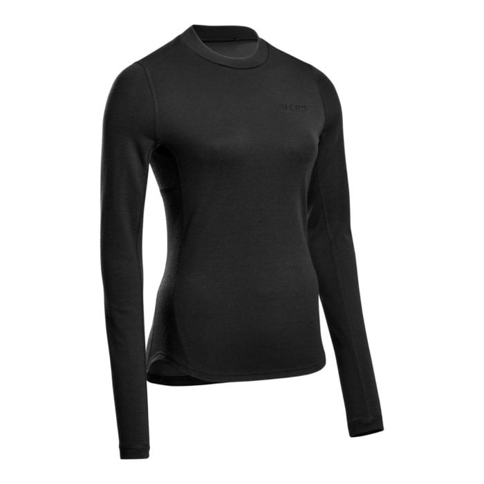 CEP Merino Langærmet T-shirt til Dame Str. M - Sort, ideel til løb i koldt vejr CEP Merino Langærmet T-shirt til Dame Str. M - Sort, ideel til løb i koldt vejr