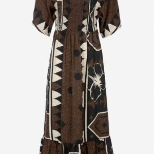 Maxi kjole med smockdetaljer