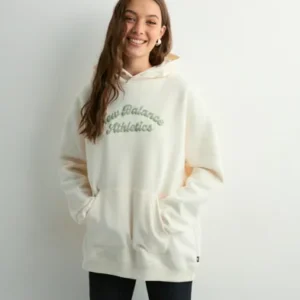 New Balance - Hvid - Linear Heritage Fleece Long Hoodie