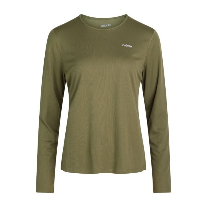 Zebdia Sports LS Tee, Str. L, Dame, Grøn - Åndbar T-shirt til Løb og Træning Zebdia Sports LS Tee, Str. L, Dame, Grøn - Åndbar T-shirt til Løb og Træning