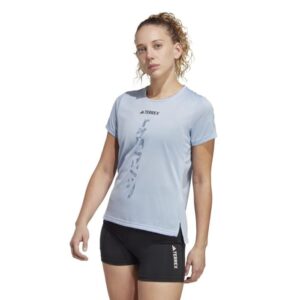 adidas AGR T-shirt Str. L Dame - Blå til løb og træning, åndbar og komfortabel design