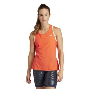 adidas Adizero Tank Str. L - Rød Løbe-Singlet til Dame med Reflekser & Svedtransport