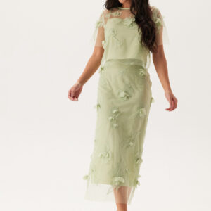 3D Floral Straight Ankle Skirt