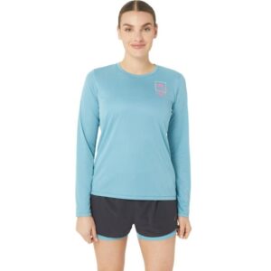 ASICS FujiTrail Logo LS Top Str. XL Dame - Blå trøje til trailrunning og udendørs aktiviteter