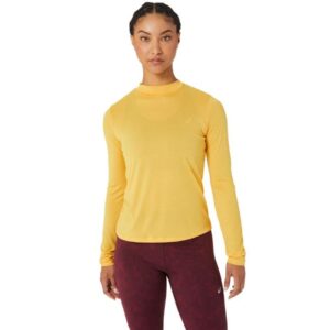 ASICS Mock Neck Run LS Top Str. XL Dame - Gul Mellemlagstrøje til løb og træning
